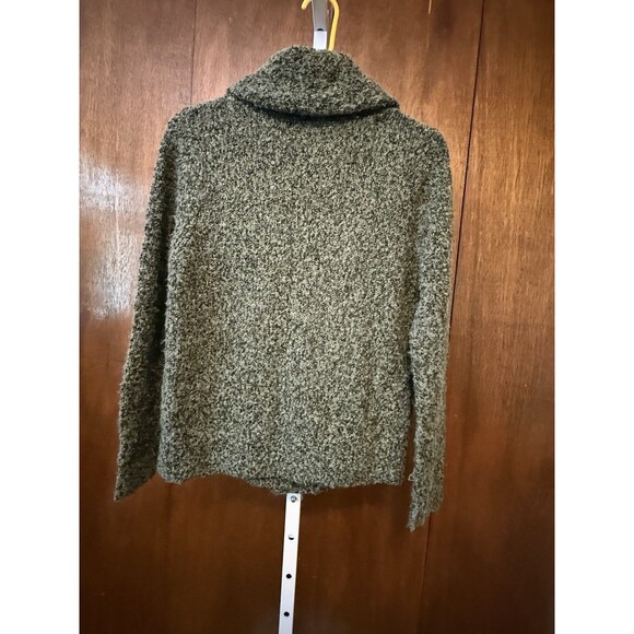 August Silk Women Chunky Sweater Cardigan SzM Green/Black Cozy Minimalist Office - Picture 2 of 5